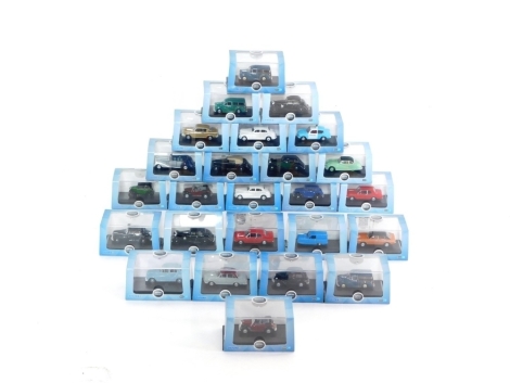 A group of Oxford Automobile Company vehicles, scale 1:76, all cased with blue outer casing, various Oxford commercials, Oxford Haulage and Oxford construction vehicles. (1 tray and 1 box)