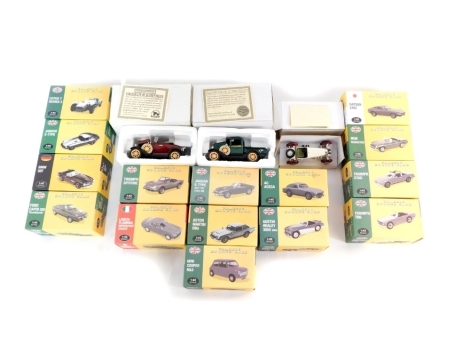 A group of Atlas Editions classic sports cars models, scale 1:43, to include the Lancia, the Aceca, Jaguar E Type, Aston Martin DB5, Austin Healy 3000, Mini Cooper MK3, Triumph TR6, MGB Roadster, Jaguar E Type, Triumph Stag, Datson D240Z, Triumph Spitfir