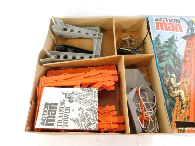 A Palitoy Action Man training tower, with escape slide and crane, boxed. - 2