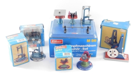 A group of Wilesco Models, to include Dampfmaschinen Zubehor-Set M56, Fullhammer Amtriebsmodell, two wheel grinder M52, and drilling machine M51, all boxed. (5)