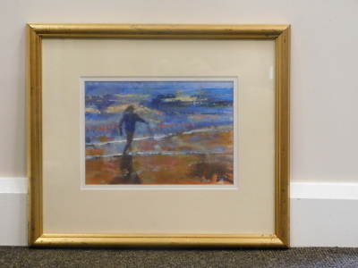 •Francis Bowyer (b.1952). Figure on the beach, watercolour, signed and dated (19)97, 18cm x 25cm. - 2