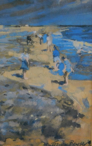 •Francis Bowyer (b.1952). Beach scene, watercolour, signed, 20cm x 12.5cm.