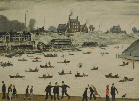 •Laurence Stephen Lowry (1887-1976). Crime Lake, artist signed print, F.A.L. blind stamp, 45cm x 59cm.