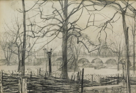 •William Bowyer (1926-2015). Ravenscourt, pencil, signed, 26cm x 38cm. Partial label verso.