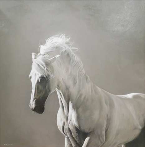 •Manuel Higueras (b.1973). A large horse study, oil on canvas, signed and dated (20)06, 97cm x 97cm.