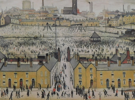 •Laurence Stephen Lowry (1887-1976). Britain at Play, artist signed print, 48cm x 62.5cm.