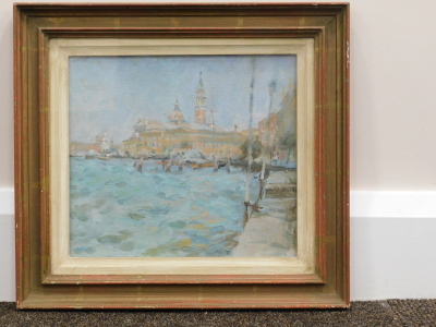 •DMA (20thC). San Giorgio Maggiore Bright day in March, oil, initialled and titled verso, 21cm x 23cm. - 2