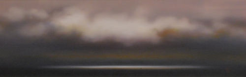 •PUL (20thC). Seascape, figure before clouds, mixed media, initialled, 29cm x 88cm.