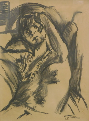 •Miss D. P. P. Sutton (fl.1959). Male study ink and charcoal, signed and dated 1959, 72cm x 58cm.