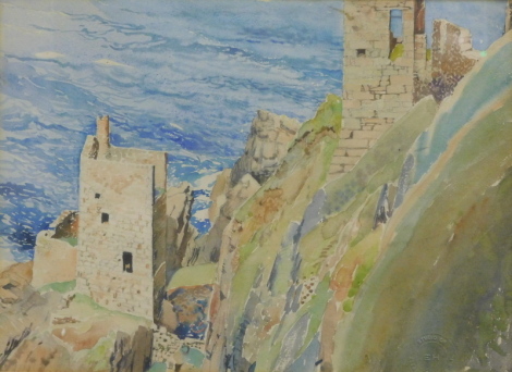 •Eleanor Hughes (1882-1959) Crown mine, watercolour, with studio stamp, attributed verso, 27cm x 36cm. Elanor Hughes was part of the Newlyn School.