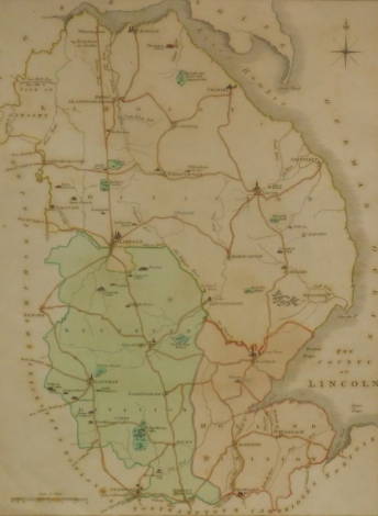 After Miller. Map of Lincolnshire dated 1805 in colour, 32cm x 25cm.