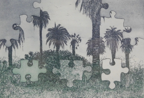 •Robbie (20thC). Jigsaw trees, artist signed, limited edition etching, 5/25, 30cm x 26cm, and two others similar (3).