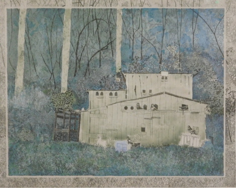 •Robbie (20thC). House in the forest, artist signed, limited edition etching, 10/25, 29cm x 35cm.