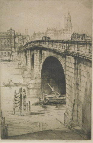 Nathaniel (?) 19thC English School. Westminster Bridge, engraving, indistinctly signed, 30cm x 25cm.