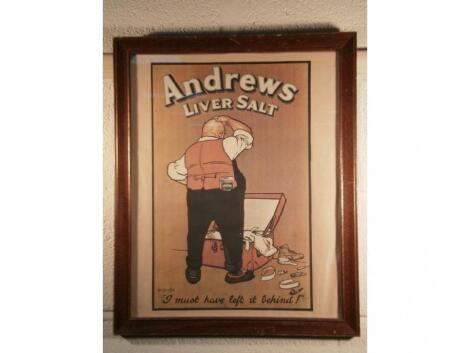 A framed print of Andrew's Liver Salt 'I must have left it behind'