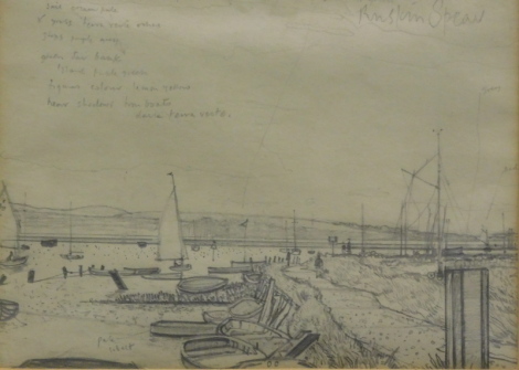 •Ruskin Spear (1911-1990). Morning at Chichester 1961, pencil sketch, signed and annotated, 12.5cm x 17cm. Label verso Rusking Spear, The Piccadilly Gallery.