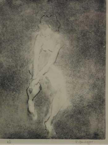 •Peter Granger (20thC). Nude lady, artist proof print, signed, 29cm x 21cm.