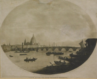 •After Marlow. View nr Blackfriars Bridge, engraving, Boydell published in 1777, 43cm x 49cm.