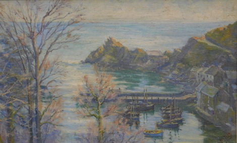 •M.B.C. (20thC). A View of Polperro, Cornwall, oil on canvas, monogrammed, 31cm x 50cm.