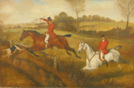 •Circle of Alfred Wheeler (1821-1903). The Hunt in Full Cry, oil on canvas, unsigned, 75cm x 50cm.