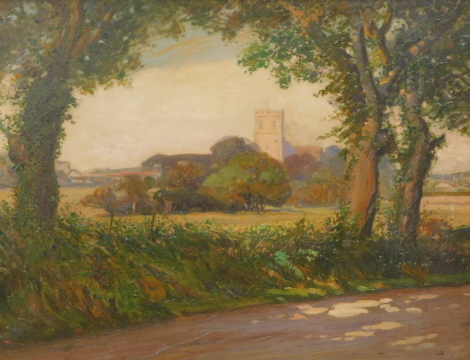 •Ernest E. Clark (1904-1930). A View of Christchurch, Dorset, oil on canvas, signed, 44cm x 59cm.