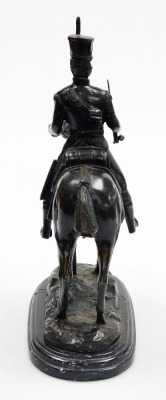 After John Rattenbury Skeaping (1901-1980). A French Hussar on horseback, bronze, on an oval marble base, signed, 40cm high. (base AF) - 5