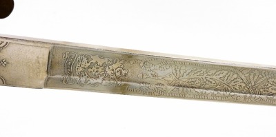 A Naval dress sword, with simulated shagreen handle bound with brass wire, the guard stamped with an anchor, the leather scabbard mounted with engraved brass scabbard, 97cm long. (AF) - 5