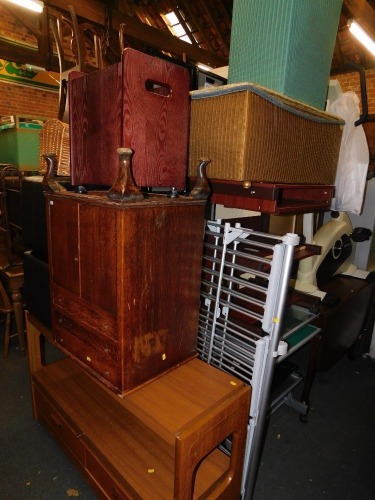 Sundry furnishings, to include stools, storage chests, hostess trolley, electric airer, etc. (a quantity)