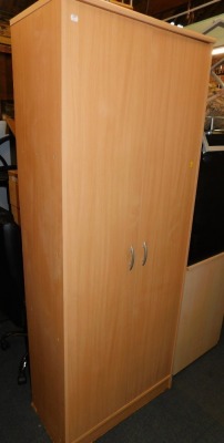 A beech effect office cupboard.