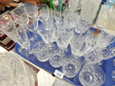 Various glassware, to include drinking glasses, wine glasses, sherry glasses, tumblers, bells, candlesticks, vase, etc. (6 trays) - 3