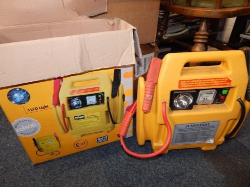 A Rolson twelve volt jump start with air compressor, boxed.