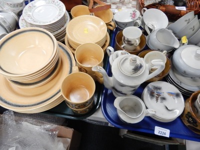 Various part teawares, egg shell porcelain part service, Kiln Craft part service, floral part services, etc. (3 trays)