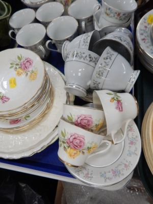 Various part teawares, egg shell porcelain part service, Kiln Craft part service, floral part services, etc. (3 trays) - 2