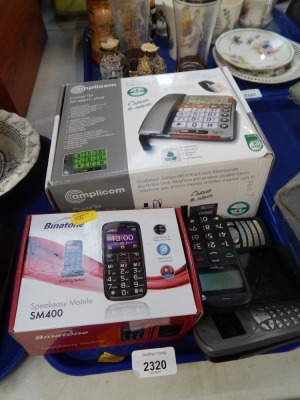 A group of mobile phones, to include Binatone, Amplicon and others. (1 tray)