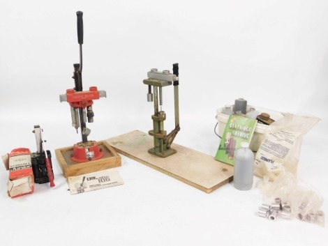 A Pacific DL-150 cartridge reloader and Loadall junior catridge loading tool, weights and accessories.