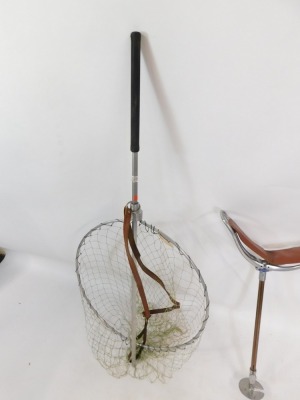 A Gye alloy landing net, 60cm diameter, and an Eldonian folding shooting stick. (2) - 3