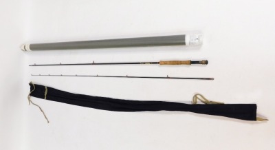 A Hardy graphite still water #8/9 two piece fly rod, 9' 3", with canvas bag and rod tube.