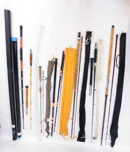 A Winfield Beachcaster rod, and other rods, to include a Daiwa three piece fibre glass float rod, another Beachcaster, spinning rods, etc. (7)