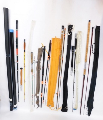 A Winfield Beachcaster rod, and other rods, to include a Daiwa three piece fibre glass float rod, another Beachcaster, spinning rods, etc. (7)