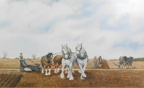 S Shearsmith (20thC School). Ploughing scene, watercolour, signed and dated 1993, 49cm x 72cm.