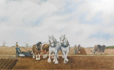 S Shearsmith (20thC School). Ploughing scene, watercolour, signed and dated 1993, 49cm x 72cm.