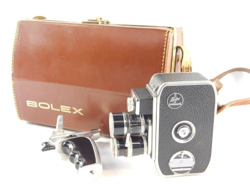 A Bolex Paillard cine camera, B8SL, in leather carry case.