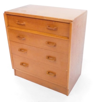 A G-Plan 1950's teak chest, of four long drawers, raised on a plinth base, 84cm high, 76cm wide, 45cm deep.