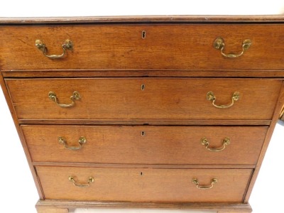 A George III oak chest, of four long graduated drawers, raised on bracket feet, cut down, 88cm high, 100cm wide, 46cm deep. - 6