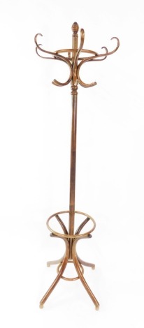 An early 20thC bentwood coat and hat stand, 197cm high.