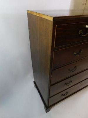 A George III mahogany chest, of two short over four long drawers, raised on cabriole legs, 131cm high, 117cm wide, 54cm deep. - 3