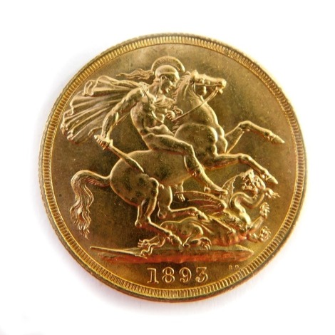 A Victoria double gold sovereign, dated 1893.