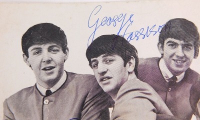 The Official Beatles Fan Club black and white photograph, bearing blue biro signatures, 10cm x 14cm. Provenance ABC Cinema, Huddersfield, 29th November 1963, given out from the dressing room and signed by staff and crew. - 3