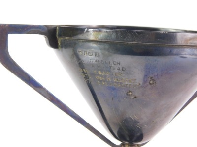 A George V silver trophy cup for Archibald Allen Memorial Cup, engraved with recipients from 1963, 1969, 1970 and 1972, on a black socle, Birmingham 1933, 8¼oz. - 2