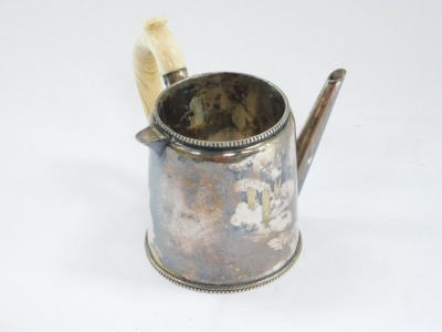 A Georgian silver plated Argyle, with ivory handle, 11.5cm high. - 2